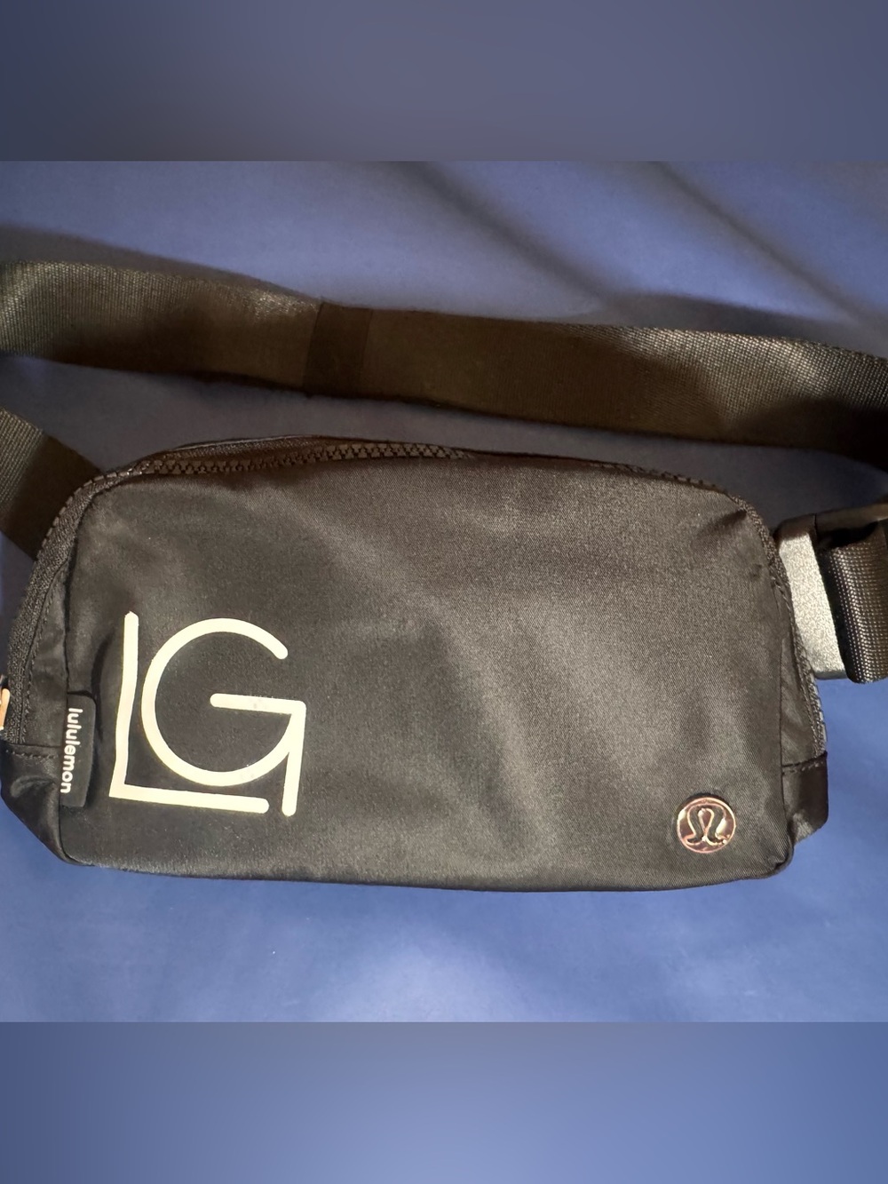 lululemon athletica Black Belt Bag with White Logo Accent